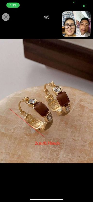 Retro Luxury Brown Earrings with Rhinestones