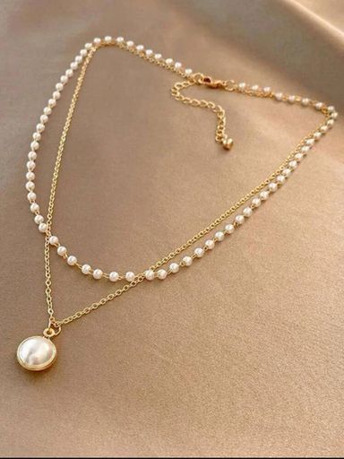 Fuax pearl Dcor Layered Stainless Necklace