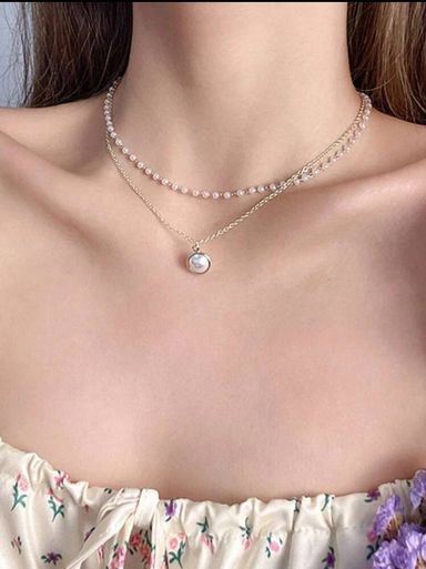 Fuax pearl Dcor Layered Stainless Necklace