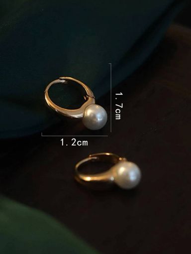 Faux Pearl Decor Hoop Earing