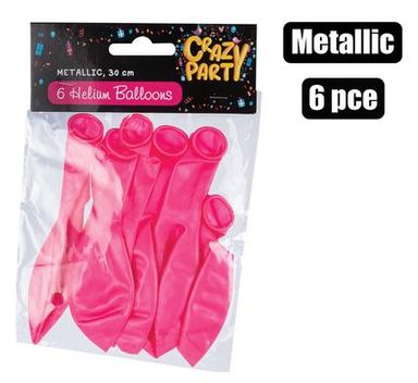 BALLOONS HELIUM 6 PIECES METALLIC PINK