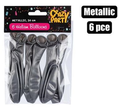  BALLOONS HELIUM 6 PIECES METALLIC SILVER