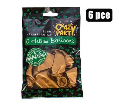 BALLOONS HELIUM 6 PIECES BIO GOLD