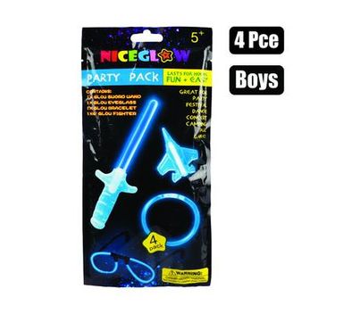  GLOW STICK PARTY PACK BOYS 4 PIECES 