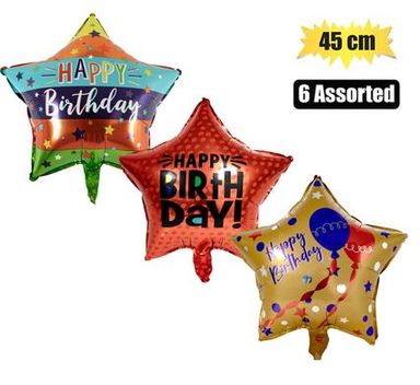 BALLOON AIR FILL WITH STCK SHAPE HAPPY BIRTHDAY 45cm