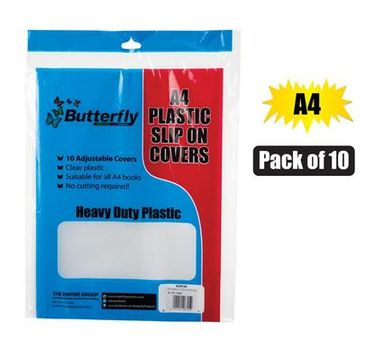 BOOK COVER PLASTIC ADJUSTABLE A4 10 PACK