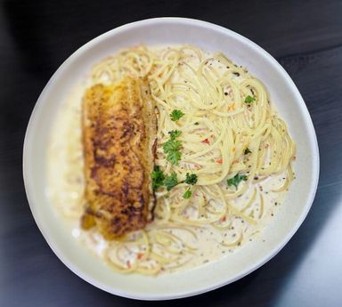 CREAMY SPICY GRILL FISH SPAGHETTI 