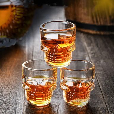 Lot de 6 Verres à Shot en Forme de Tête de Mort