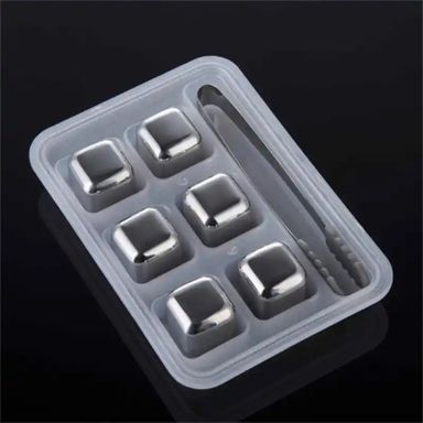 Glaçons Réutilisables en Inox – Lot de 6 avec Pince