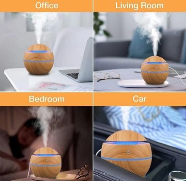 ග Humidifier Electric Air Aroma Diffuser Wood Ultrasonic Air Humidifier Essential Oil Aromatherapy Cool Mist Maker for Bedroom