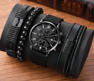 4 Piece Men Watch Set Black