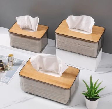 Nordic minimalist tissue box /Serviette holder with bamboo lid