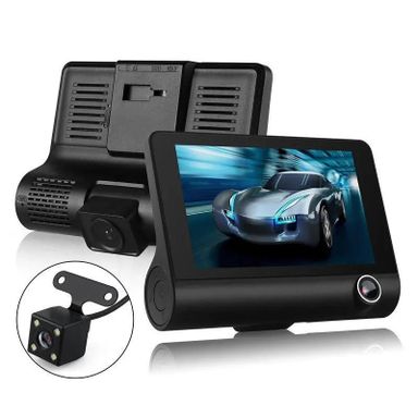 4 Inch 3 Lens 1080P Car Dash Camera with Rearview Camera