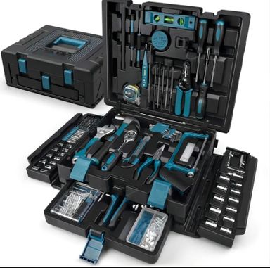 379-Piece Complete Home Tool Kit - Portable Household & Auto Repair Tool Set with Drawer - General Purpose Hand Tools Storage Case - Comprehensive Basic Tool Box for Handyman