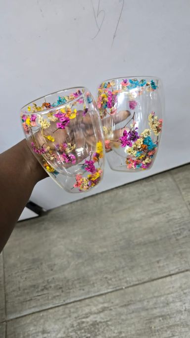 Flowered Double Walled Mug