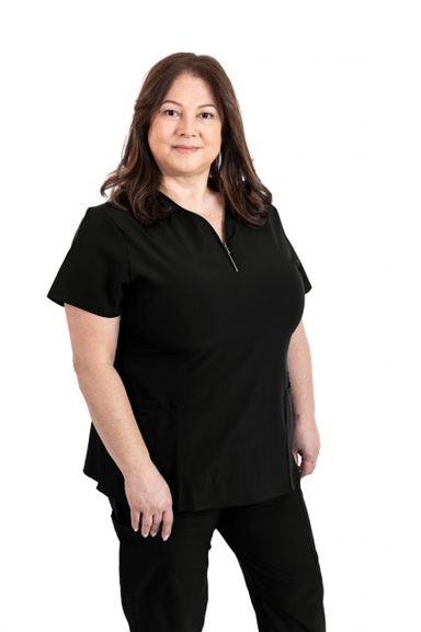 Black zipper scrub top