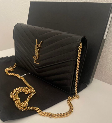 Yves Saint Laurent Large Monogram Wallet/Bag on Chain Envelope Handbag