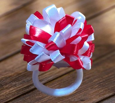 Loopy Puff Bow Red and White