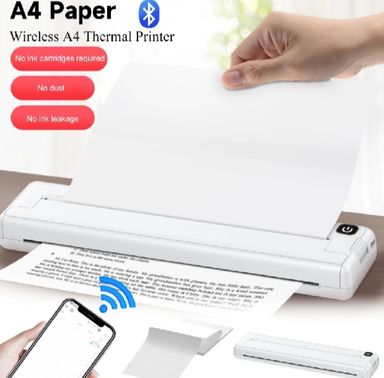 A4 Paper Portable Thermal Printer 1000mAh Pocket Photo Document Printer Wireless Bluetooth Printer for Android iOS Laptop