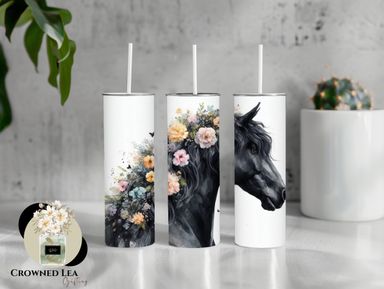 Horse Floral 590ml Skinny Tumbler 