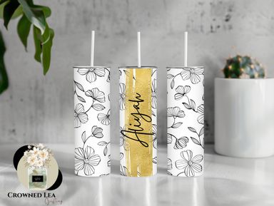 Floral Doodle 590ml Skinny Tumbler 