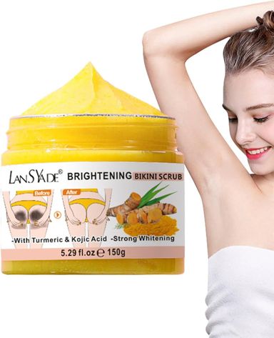 LANSYADE Turmeric Skin Care Body Scrub, Organic Natural, Effective Resurfacing Bikini Scrub