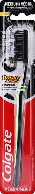 Colgate Double Action Black & Green Medium Toothbrush with Charcoal Infused Bristles