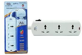 AK KEMCO 4 Way 3m Extension Socket - White  3 Pin