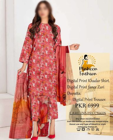 MAHEEN FASHION KHADDAR | DARK PINK