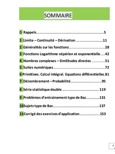 Visa de bac : livre de maths - leçon et exercice 