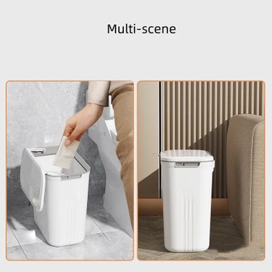 Wall mounted kitchen bin with lid.