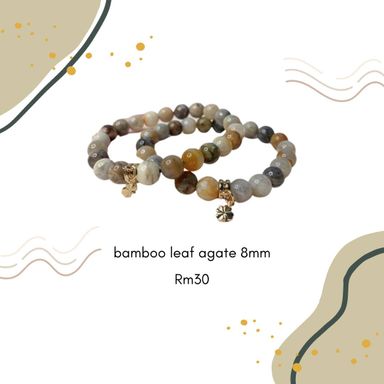 Bamboo leaf agate 8mm