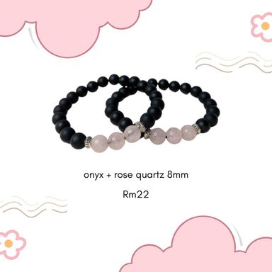 Onyx + rose quartz 8mm