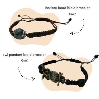 Larvikite bead braid bracelet 