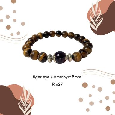 Tiger eye + amethyst 8mm