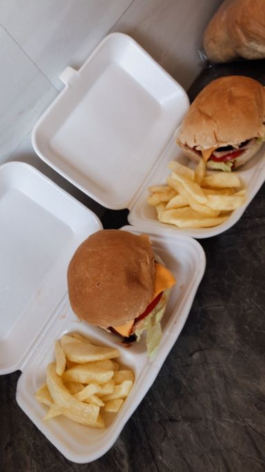 Beef Cheese Burger & Fries 🍟 🍔