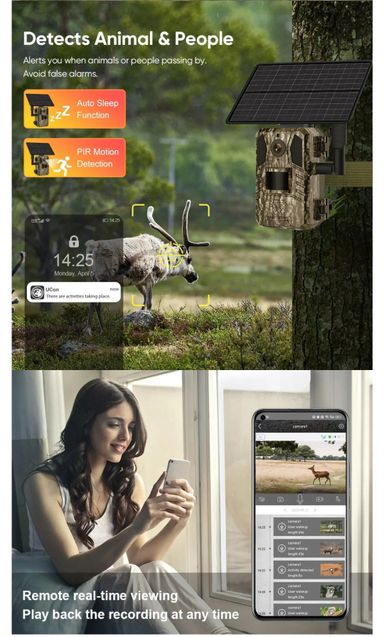 Câmara de caça trilha 4G painel solar Guudgo Ls-HM1 14MP sensor