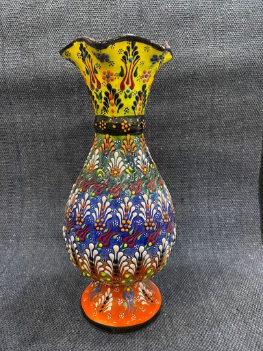 Turkish Handmade Ceramic Vase with Beautiful Hand Painting Pottery