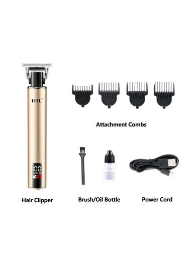 HTC Rechargeable Hair Clipper, Hair Trimmer with T-Precision Blade with LED display for Professional & Personal Use