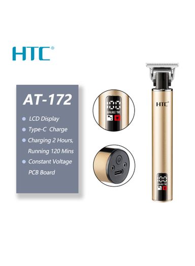 HTC Rechargeable Hair Clipper, Hair Trimmer with T-Precision Blade with LED display for Professional & Personal Use