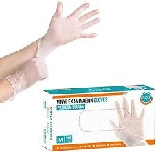 Bos Ambidextrous Disposable Medium Clear Vinyl Gloves - powder free