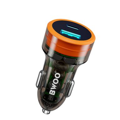 Bwoo Car Charger 38W USB-A+USB-C 2 in 1 Transparent Car Fast Charger for Iphone, Samsung, Vivo, Honor, One Plus Etc