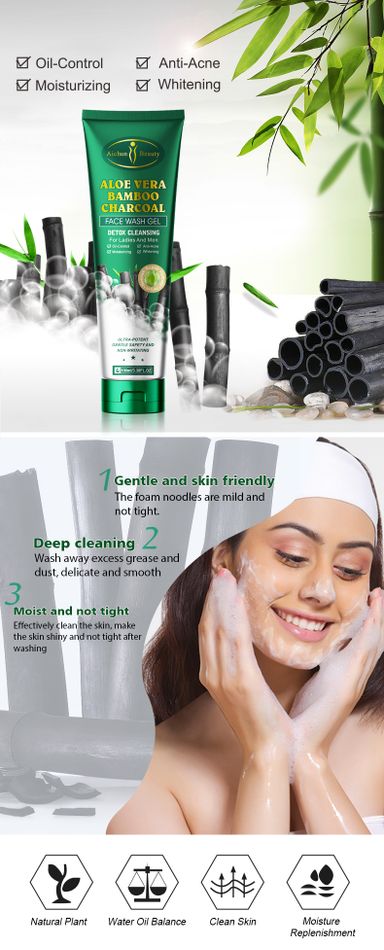 Bamboo and charcoal face wash gel