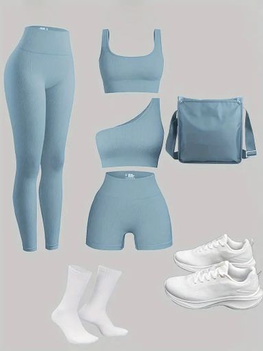 4pcs Plus Size Women's Workout Essentials Set