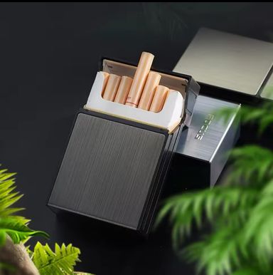 Boîtier de Rangement pour Paquet de Cigarettes en Aluminium Gris