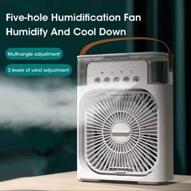 Ice Fan, Air Cooler & Humidifier - 5-Hole Spray USB Fan, Desktop Air Conditioning Unit for Dormitory, Office Use, & Room