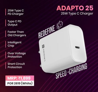 Portronics Adapto 25 25W Super Fast Type C PD Wall Charger