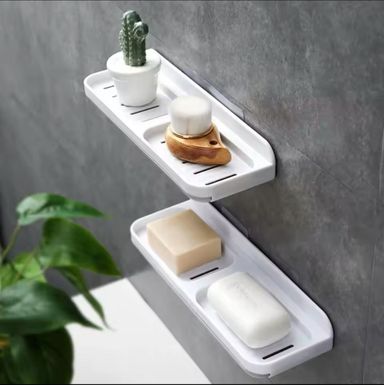 Wall-Mounted Self-Adhesive Bathroom Soap Dish Storage Organizer