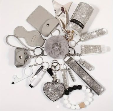 15 piece  sparkling rhinestone self defence keychain