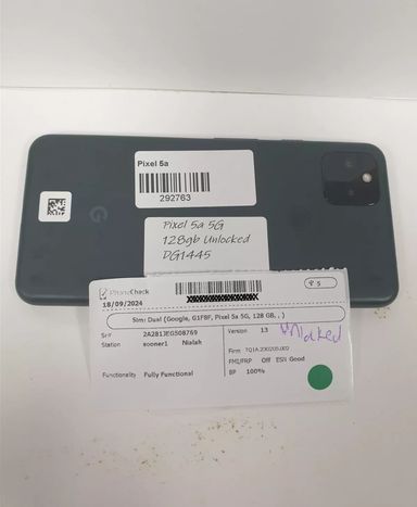 Google Pixel 5a 5G 128gb Black G1F8F (Unlocked) Fully Functional DG1445